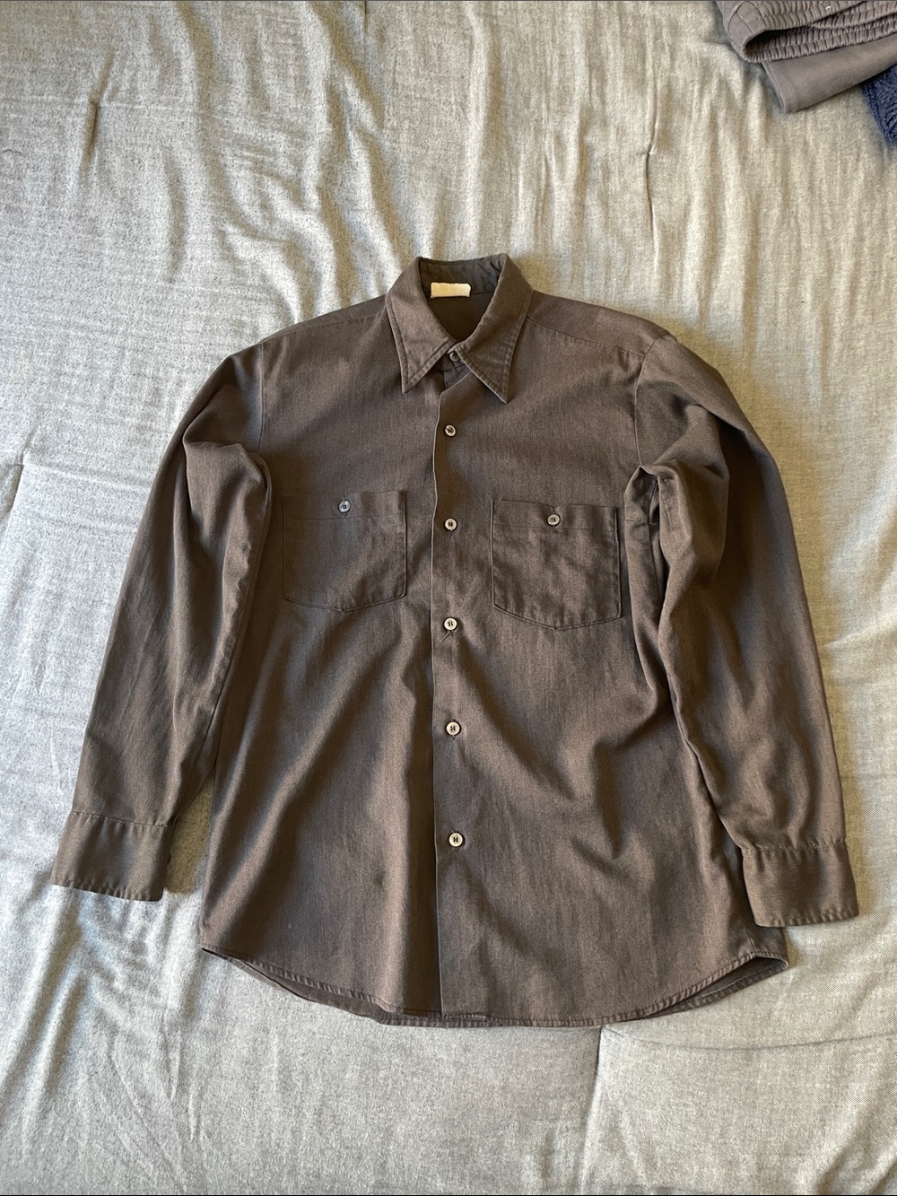 Men's Sears Brown Long-Sleeve Button-Up Shirt